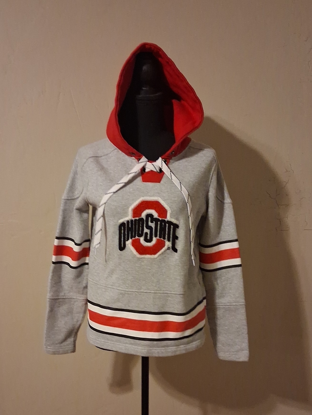Ohio State Kids Grey & Red Hooded Pullover Jacket